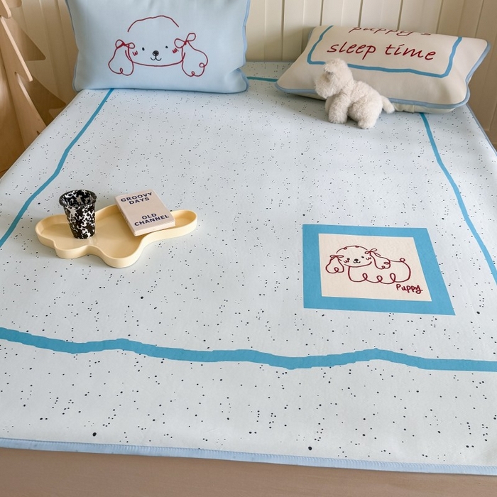 91家纺网 家纺一手货源 找家纺 顾里家纺 2025春夏新款Chic风冰感纤维软席凉席席子 泼墨线条狗