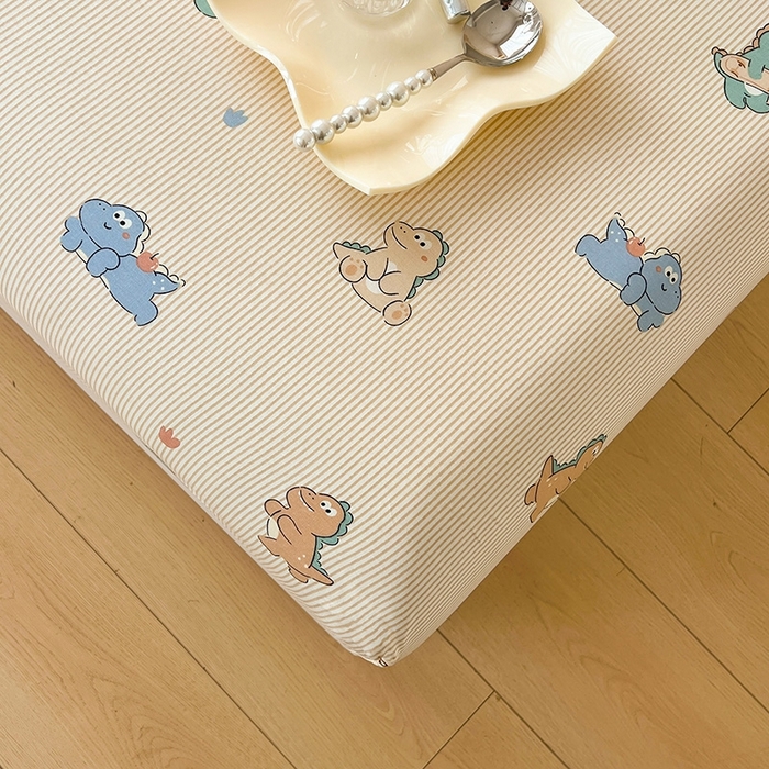 91家纺网 家纺一手货源 找家纺 名优家纺 2025新款全棉纯棉13070韩版小清新系列床笠单件--单床笠 恐龙小霸王