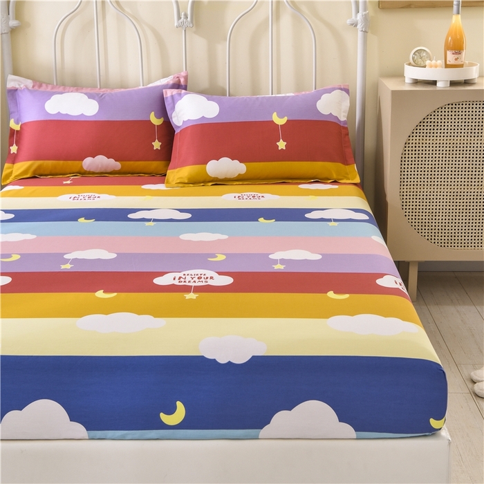 91家纺网 家纺一手货源 找家纺 名优家纺 2025新款全棉纯棉13070韩版小清新系列床笠单件--单床笠 满天星云