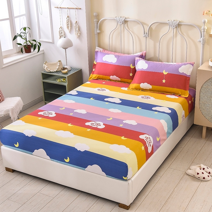 91家纺网 家纺一手货源 找家纺 名优家纺 2025新款全棉纯棉13070韩版小清新系列床笠单件--单床笠 满天星云