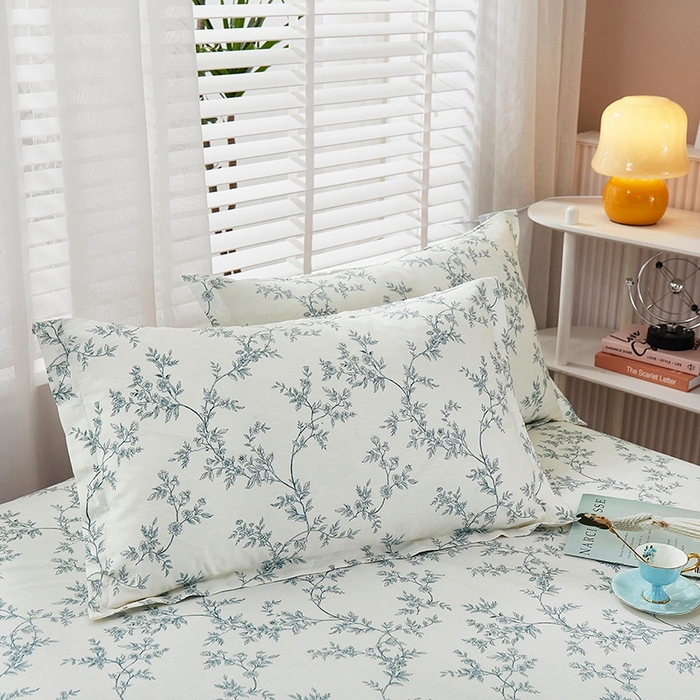 91家纺网 家纺一手货源 找家纺 名优家纺 2025新款全棉纯棉13070韩版小清新系列床笠单件--单床笠 满庭