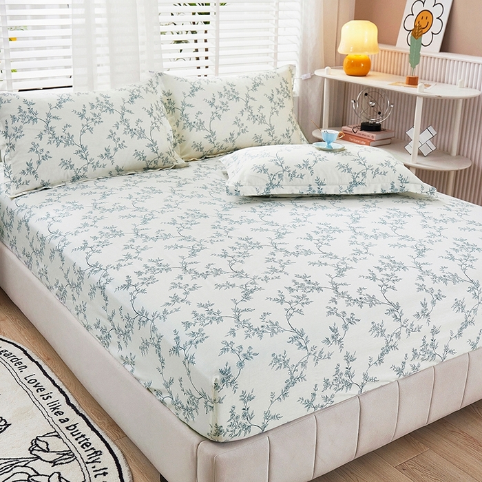 91家纺网 家纺一手货源 找家纺 名优家纺 2025新款全棉纯棉13070韩版小清新系列床笠单件--单床笠 满庭