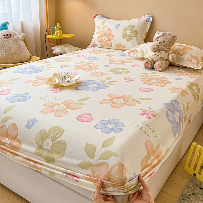 91家纺网 家纺一手货源 找家纺 名优家纺 2025新款全棉纯棉13070韩版小清新系列床笠单件--单床笠 漫春