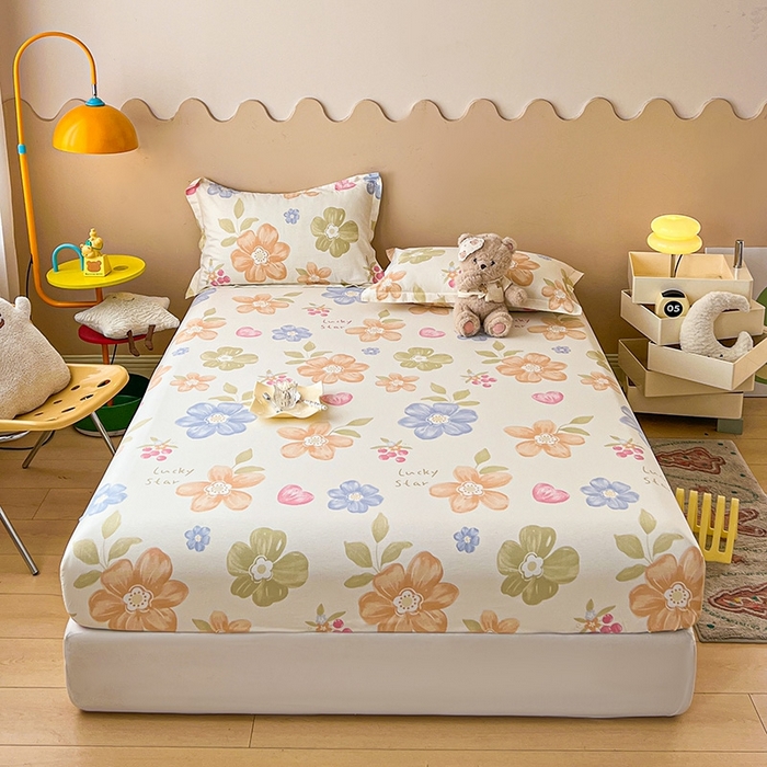 91家纺网 家纺一手货源 找家纺 名优家纺 2025新款全棉纯棉13070韩版小清新系列床笠单件--单床笠 漫春