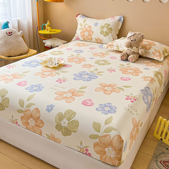 91家纺网 家纺一手货源 找家纺 名优家纺 2025新款全棉纯棉13070韩版小清新系列床笠单件--单床笠 漫春