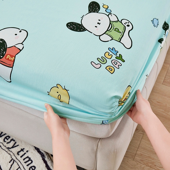 91家纺网 家纺一手货源 找家纺 名优家纺 2025新款全棉纯棉13070韩版小清新系列床笠单件--单床笠 萌宠时代