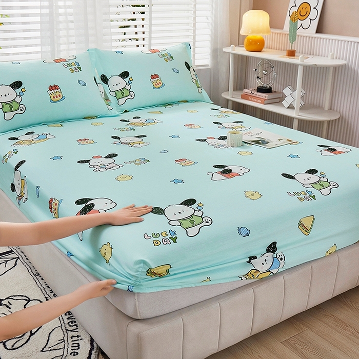 91家纺网 家纺一手货源 找家纺 名优家纺 2025新款全棉纯棉13070韩版小清新系列床笠单件--单床笠 萌宠时代