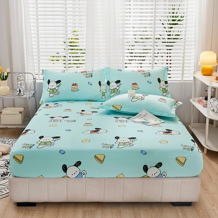 91家纺网 家纺一手货源 找家纺 名优家纺 2025新款全棉纯棉13070韩版小清新系列床笠单件--单床笠 萌宠时代