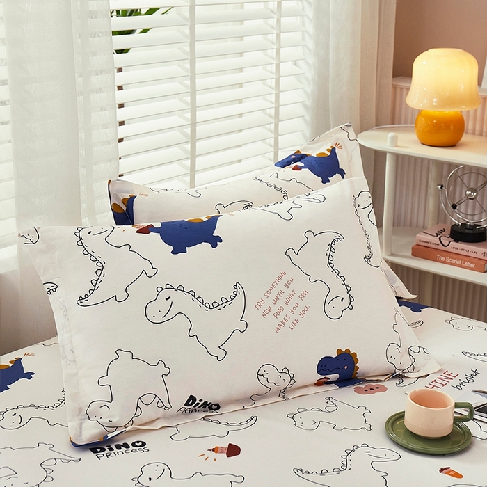 91家纺网 家纺一手货源 找家纺 名优家纺 2025新款全棉纯棉13070韩版小清新系列床笠单件--单床笠 面包龙