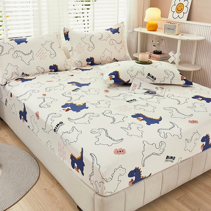 91家纺网 家纺一手货源 找家纺 名优家纺 2025新款全棉纯棉13070韩版小清新系列床笠单件--单床笠 面包龙