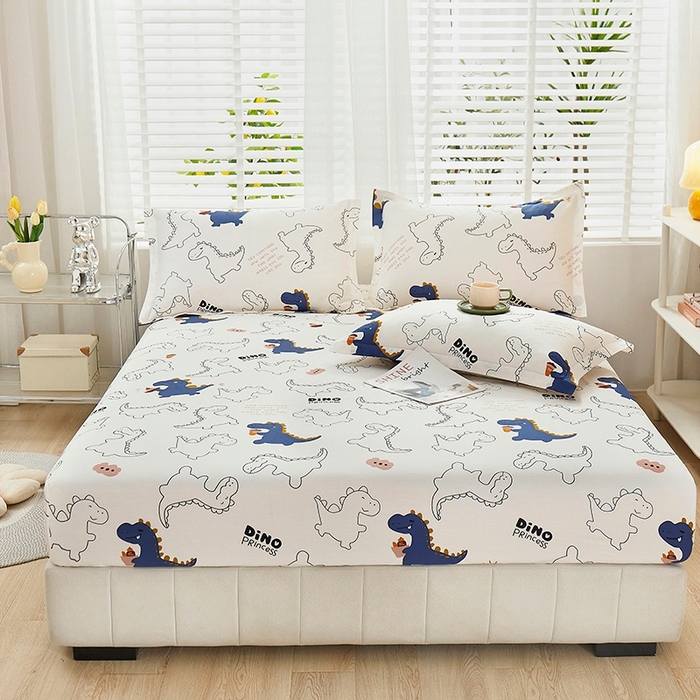 91家纺网 家纺一手货源 找家纺 名优家纺 2025新款全棉纯棉13070韩版小清新系列床笠单件--单床笠 面包龙