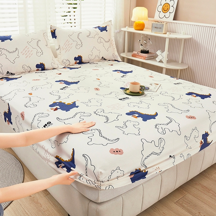 91家纺网 家纺一手货源 找家纺 名优家纺 2025新款全棉纯棉13070韩版小清新系列床笠单件--单床笠 面包龙