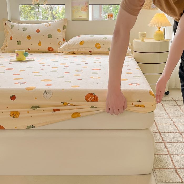 名优家纺 2025新款全棉纯棉13070韩版小清新系列床笠单件--单床笠 南瓜节-黄