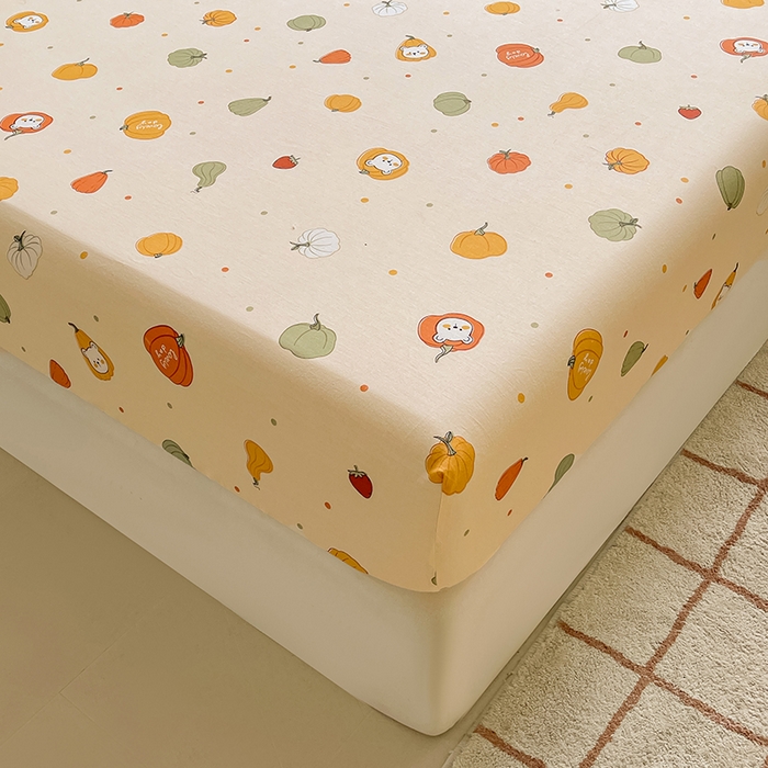 91家纺网 家纺一手货源 找家纺 名优家纺 2025新款全棉纯棉13070韩版小清新系列床笠单件--单床笠 南瓜节-黄