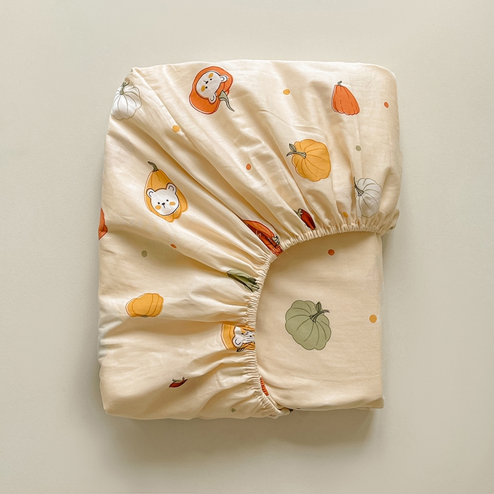 91家纺网 家纺一手货源 找家纺 名优家纺 2025新款全棉纯棉13070韩版小清新系列床笠单件--单床笠 南瓜节-黄