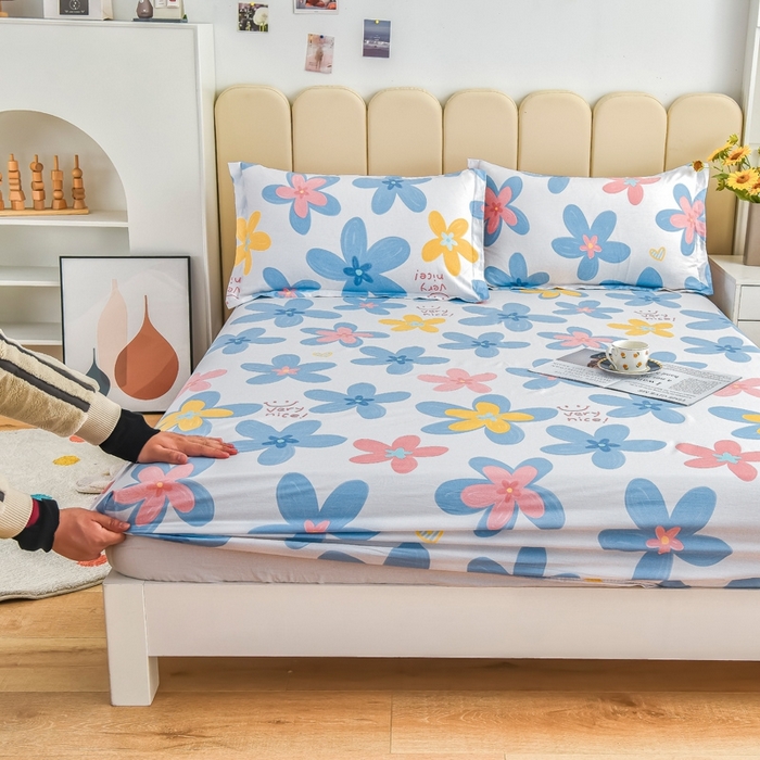 名优家纺 2025新款全棉纯棉13070韩版小清新系列床笠单件--单床笠 浅浅花漾