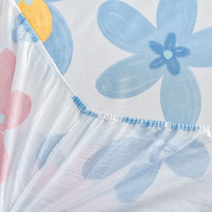 91家纺网 家纺一手货源 找家纺 名优家纺 2025新款全棉纯棉13070韩版小清新系列床笠单件--单床笠 浅浅花漾