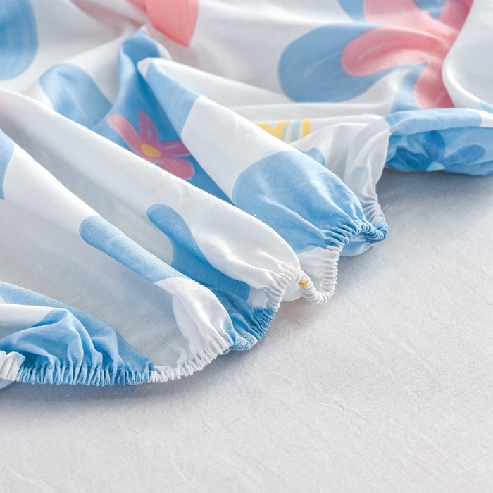 91家纺网 家纺一手货源 找家纺 名优家纺 2025新款全棉纯棉13070韩版小清新系列床笠单件--单床笠 浅浅花漾