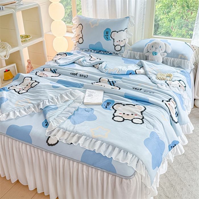 康纳利 2025新款碳光冰丝席床裙款凉席软凉席 复合冰丝床裙款-幸运熊