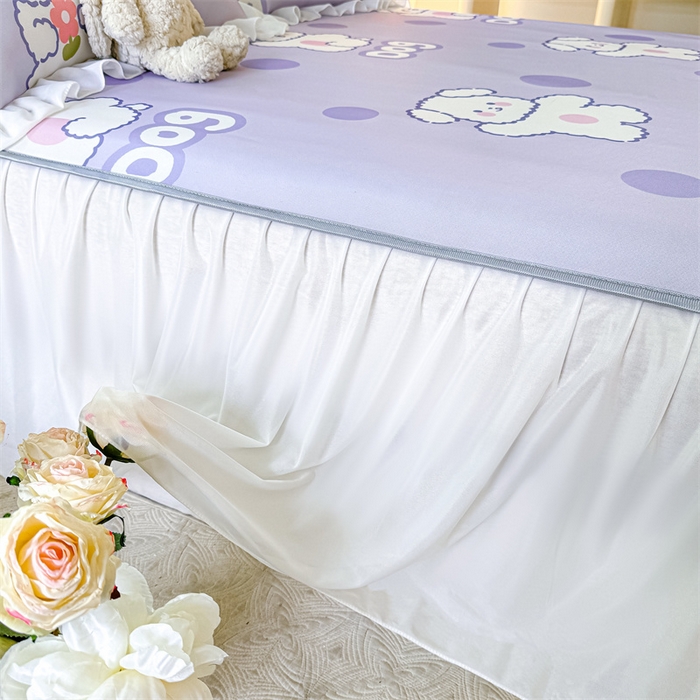 91家纺网 家纺一手货源 找家纺 康纳利 2025新款碳光冰丝席床裙款凉席软凉席 复合冰丝床裙款-波点狗