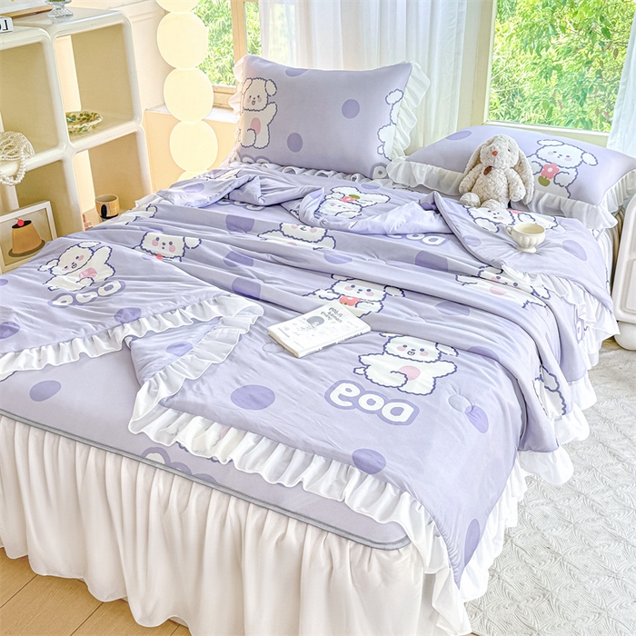 康纳利 2025新款碳光冰丝席床裙款凉席软凉席 复合冰丝床裙款-波点狗