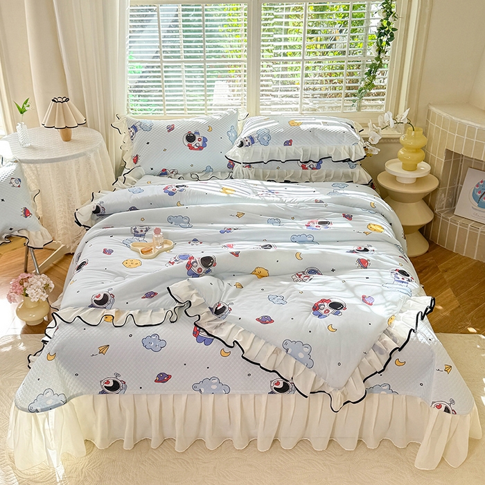 91家纺网 家纺一手货源 找家纺 金盛皇朝家纺 2025夏季新款冰丝凉豆豆床盖凉席 宇宙天空