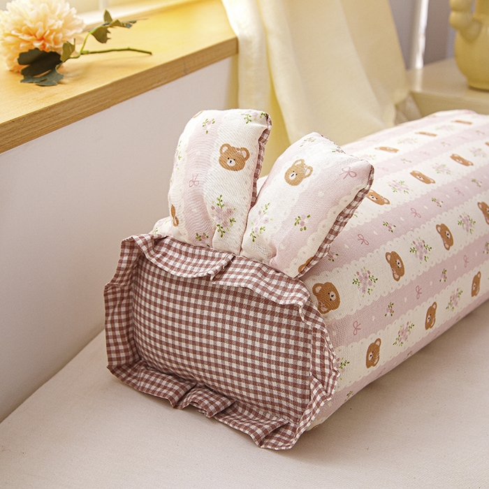 91家纺网 家纺一手货源 找家纺 织布人 2025新款荞麦枕直播爆款全棉双层纱兔子枕全荞麦壳枕头夏季透气枕 全棉兔子枕-小熊粉