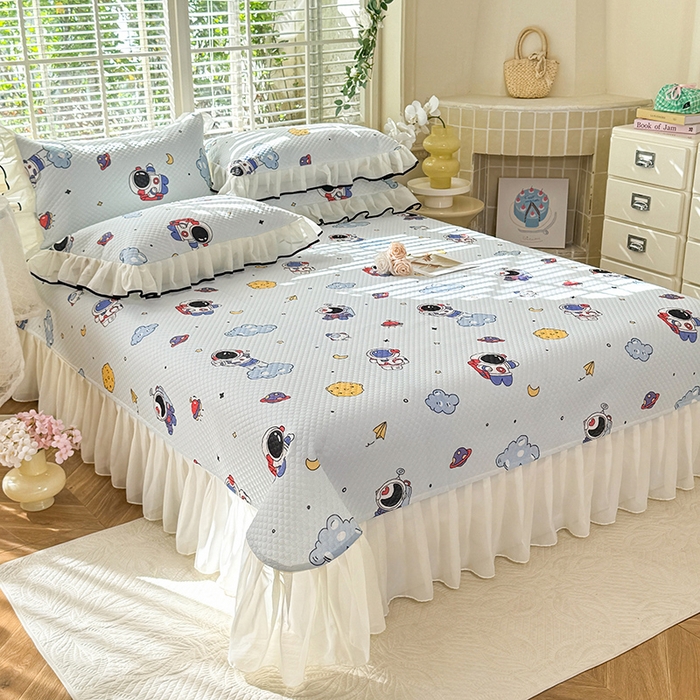 91家纺网 家纺一手货源 找家纺 金盛皇朝家纺 2025夏季新款冰丝凉豆豆床盖凉席 宇宙天空