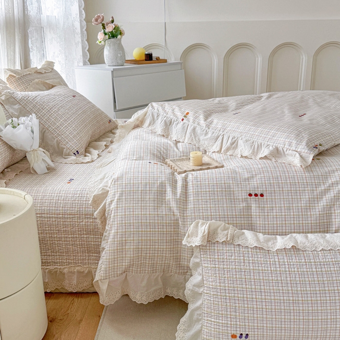 91家纺网 家纺一手货源 找家纺 添越家纺2025新款纯棉砂洗床盖三件套四件套系列幽梦