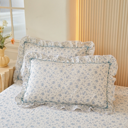 缦彩 2025新款韩版全棉公主风枕套 海韵花