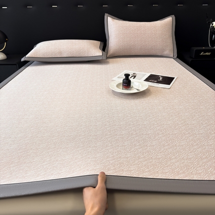 九花鹿 2025新款凉感肌理纹冰丝席-床席款 肌理纹(豆沙）