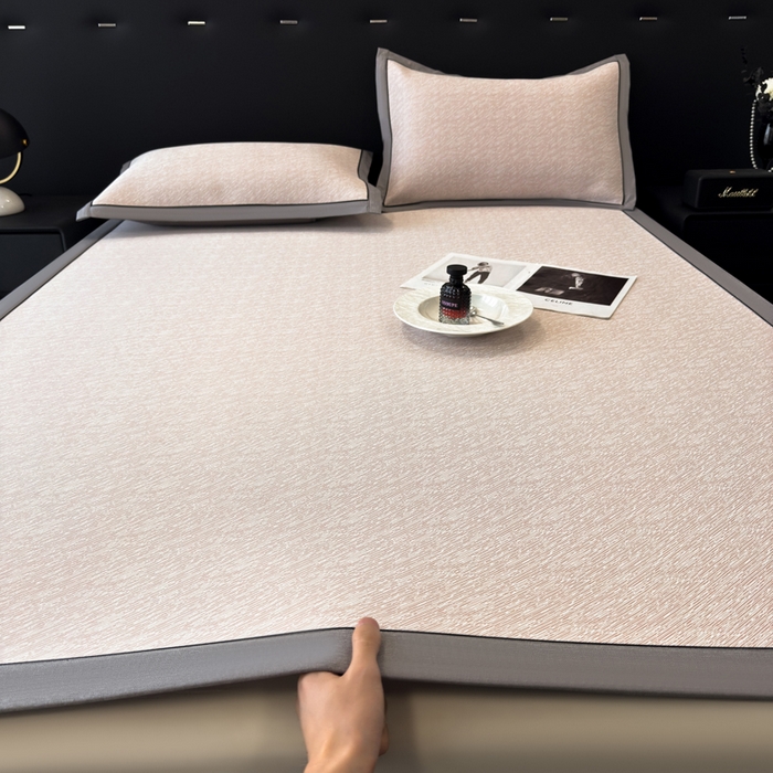 91家纺网 家纺一手货源 找家纺 九花鹿 2025新款凉感肌理纹冰丝席-床席款 肌理纹(豆沙）