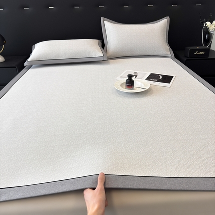 九花鹿 2025新款凉感肌理纹冰丝席-床席款 肌理纹(米灰）