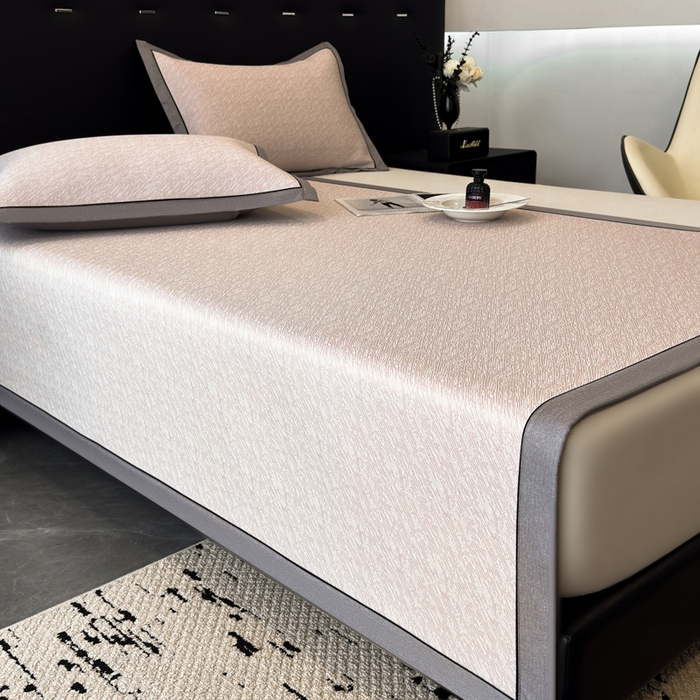 91家纺网 家纺一手货源 找家纺 九花鹿 2025新款凉感肌理纹冰丝席-床席款 肌理纹(豆沙）