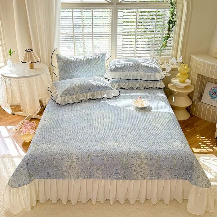 91家纺网 家纺一手货源 找家纺 金盛皇朝家纺 2025夏季新款冰丝凉豆豆床盖凉席 洛可可蔓