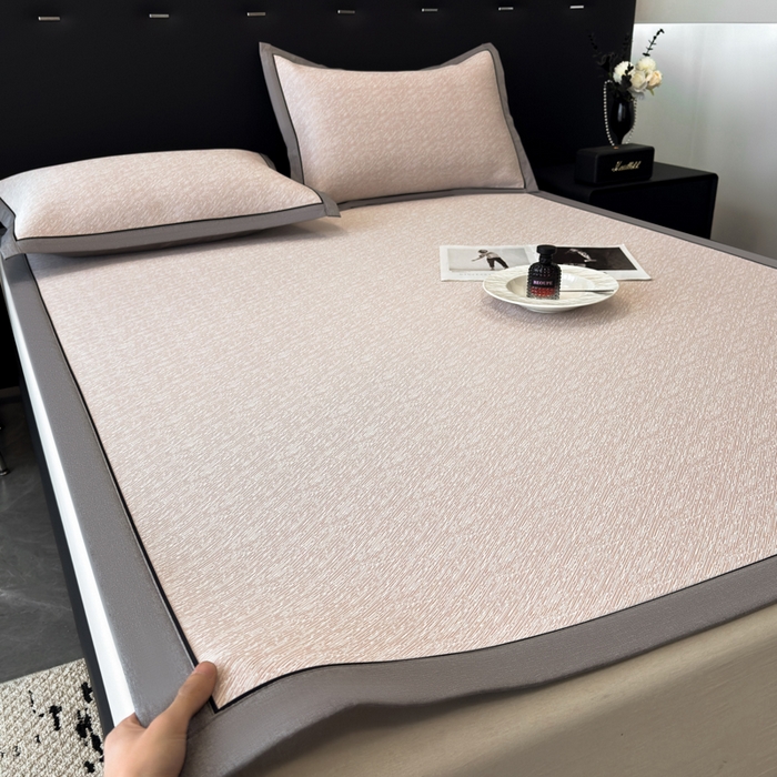 91家纺网 家纺一手货源 找家纺 九花鹿 2025新款凉感肌理纹冰丝席-床席款 肌理纹(豆沙）