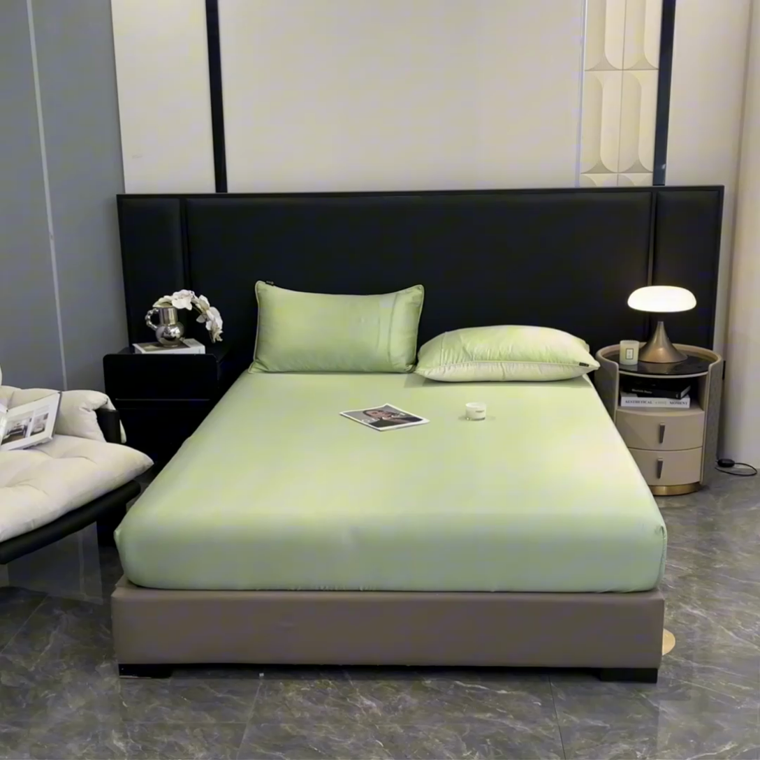 91家纺网 家纺一手货源 找家纺 ab家纺 2025新款莱赛尔单床笠 梨花黄