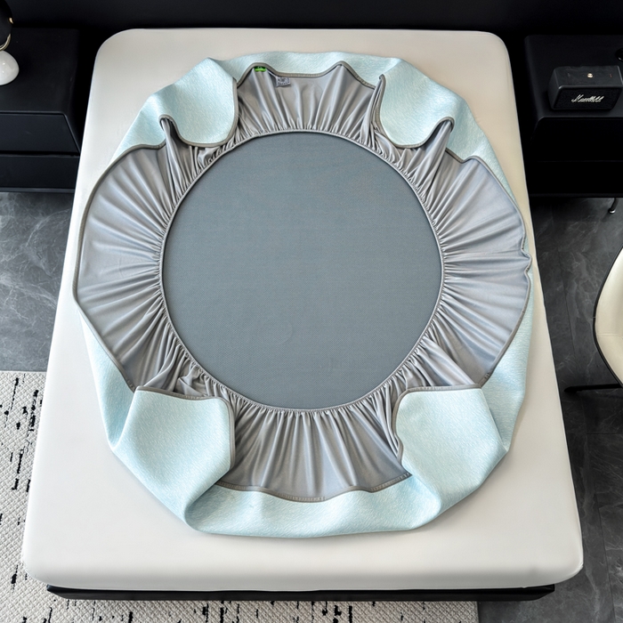 91家纺网 家纺一手货源 找家纺 （总）九花鹿 2025新款凉感肌理纹冰丝席-床笠款