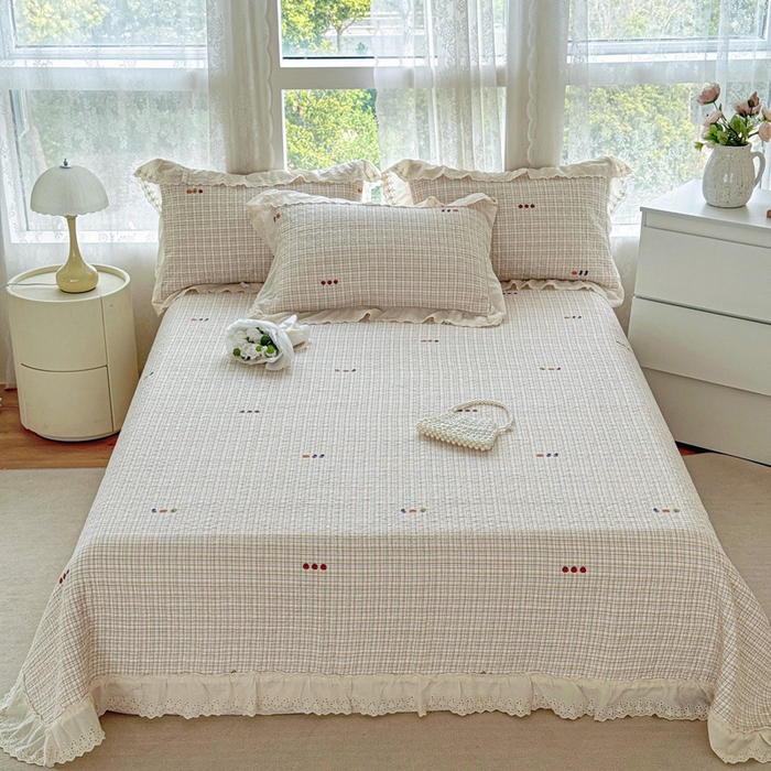 91家纺网 家纺一手货源 找家纺 添越家纺2025新款纯棉砂洗床盖三件套四件套系列幽梦