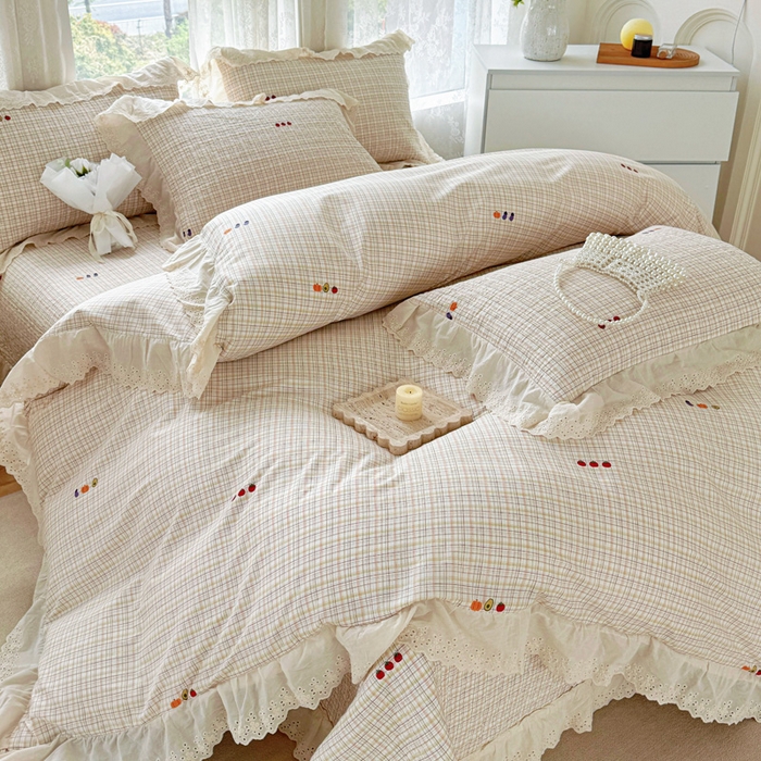 91家纺网 家纺一手货源 找家纺 添越家纺2025新款纯棉砂洗床盖三件套四件套系列幽梦