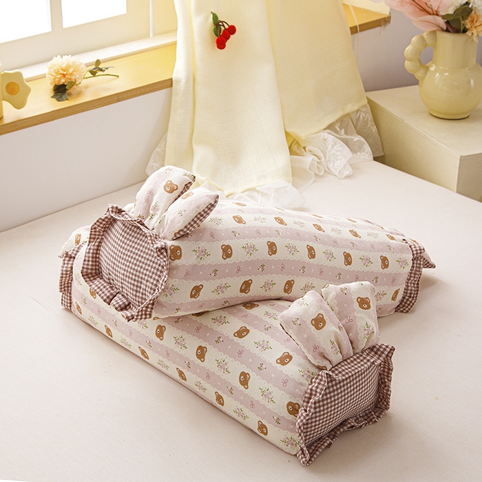 91家纺网 家纺一手货源 找家纺 织布人 2025新款荞麦枕直播爆款全棉双层纱兔子枕全荞麦壳枕头夏季透气枕 全棉兔子枕-小熊粉