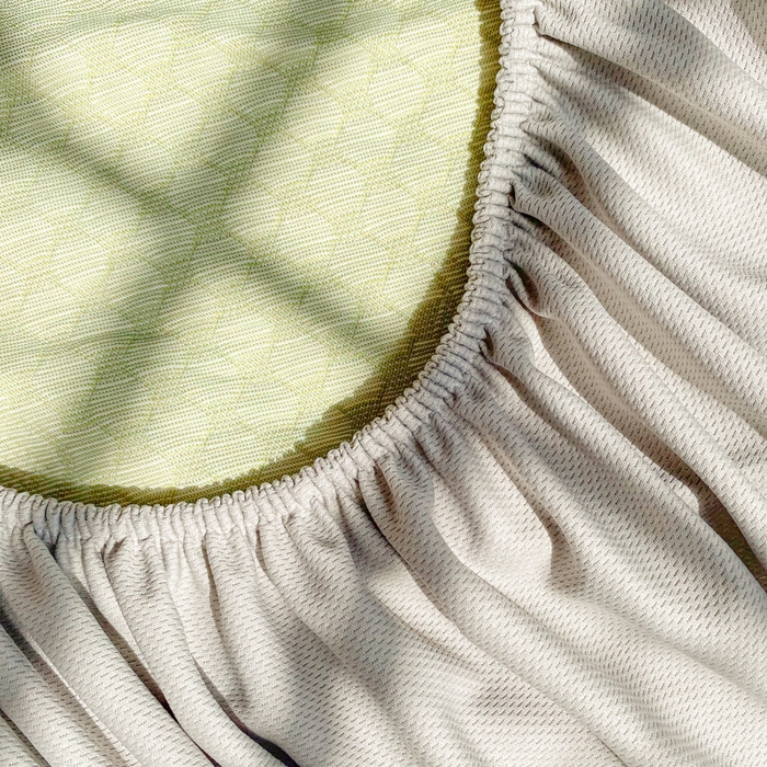 91家纺网 家纺一手货源 找家纺 千朵 2025新款凉感PE冰豆豆提花床笠款凉席 星星兔绿