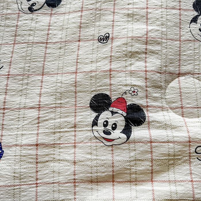 91家纺网 家纺一手货源 找家纺 晚爱家纺（原晚安家居）  2025新款A类母婴级云感双层纱三角针夏被贝壳边夏凉被春夏贝壳绣【可提供买家秀】 格子米奇