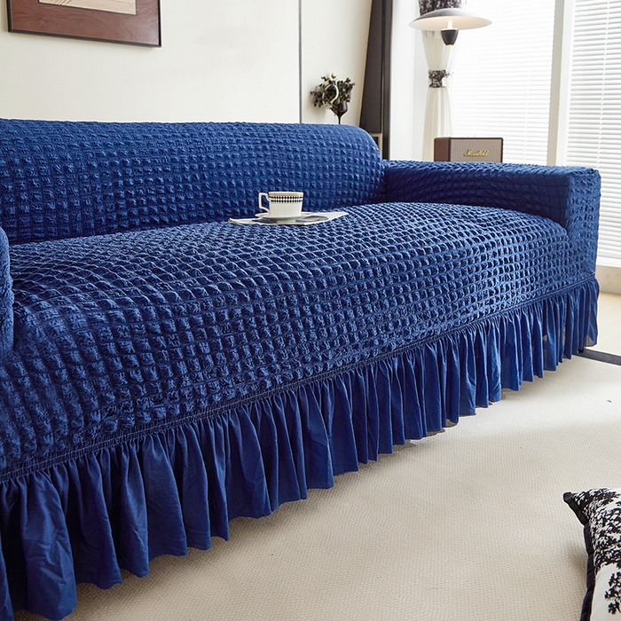 91家纺网 家纺一手货源 找家纺 飞翔家纺 2025新款泡泡纱沙发套 蓝色