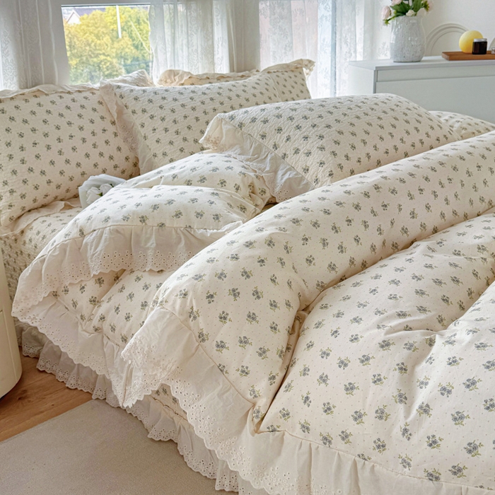 91家纺网 家纺一手货源 找家纺 添越家纺2025新款纯棉砂洗床盖三件套四件套系列春汐