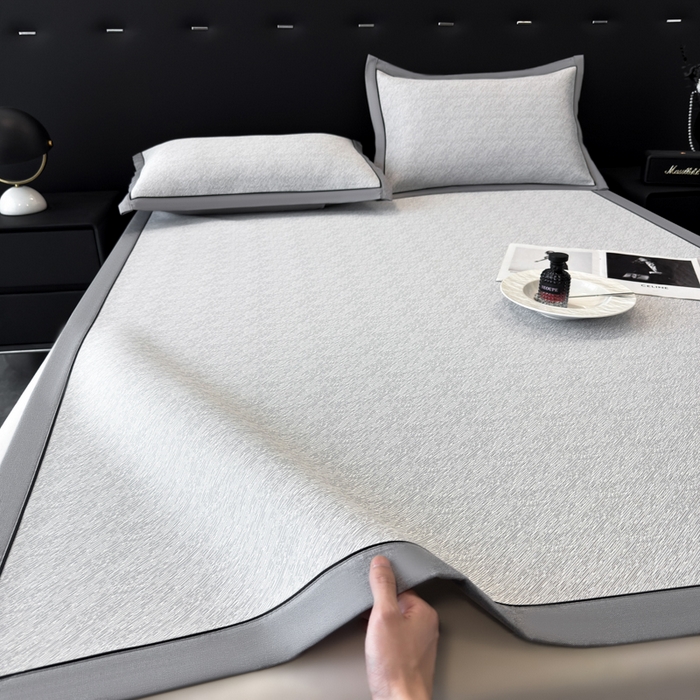 91家纺网 家纺一手货源 找家纺 九花鹿 2025新款凉感肌理纹冰丝席-床席款 肌理纹(银灰）