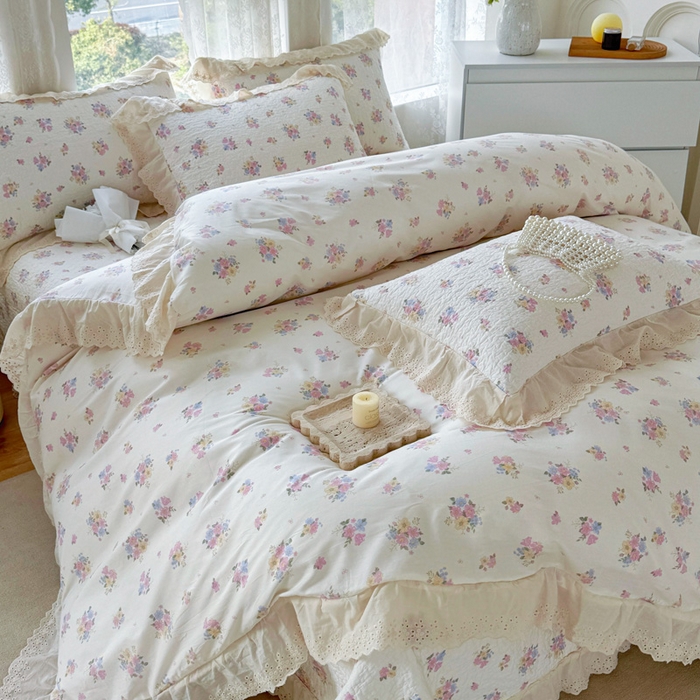 91家纺网 家纺一手货源 找家纺 添越家纺2025新款纯棉砂洗床盖三件套四件套系列花语