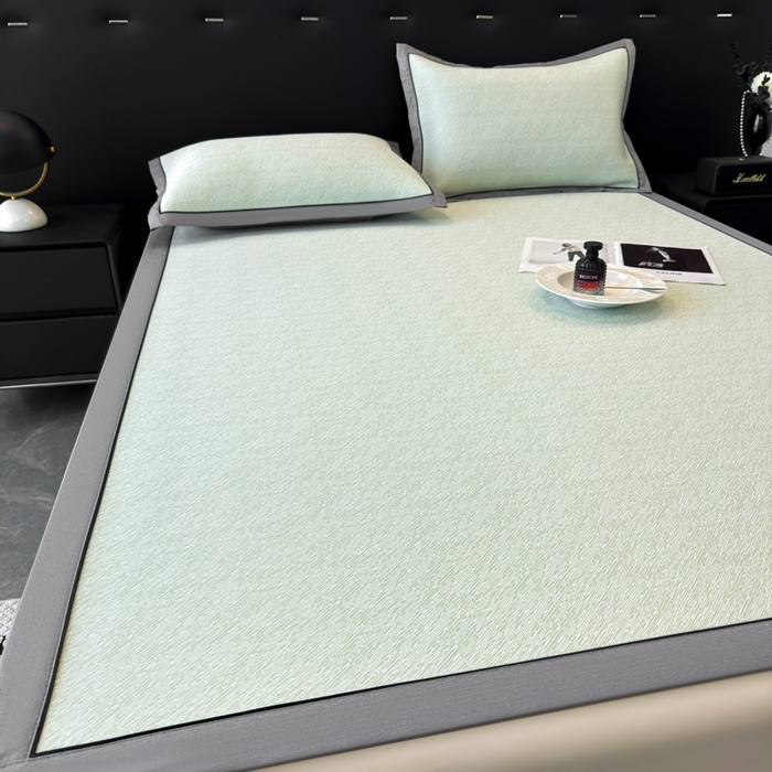 91家纺网 家纺一手货源 找家纺 九花鹿 2025新款凉感肌理纹冰丝席-床席款 肌理纹(豆绿）