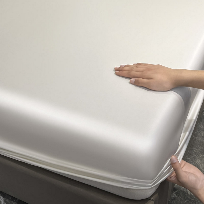 91家纺网 家纺一手货源 找家纺 ab家纺 2025新款莱赛尔单床笠 珍珠白