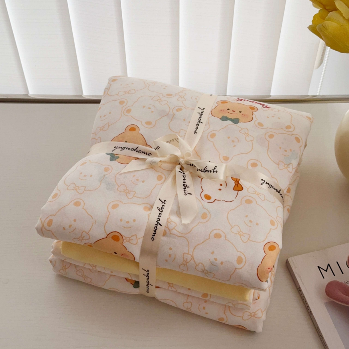 91家纺网 家纺一手货源 找家纺 于果 2025新款双层纱四件套第五批 瑞迪熊